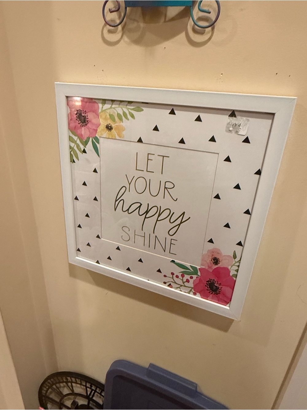 Let Your Happy Shine Floral Wall Art - White Frame